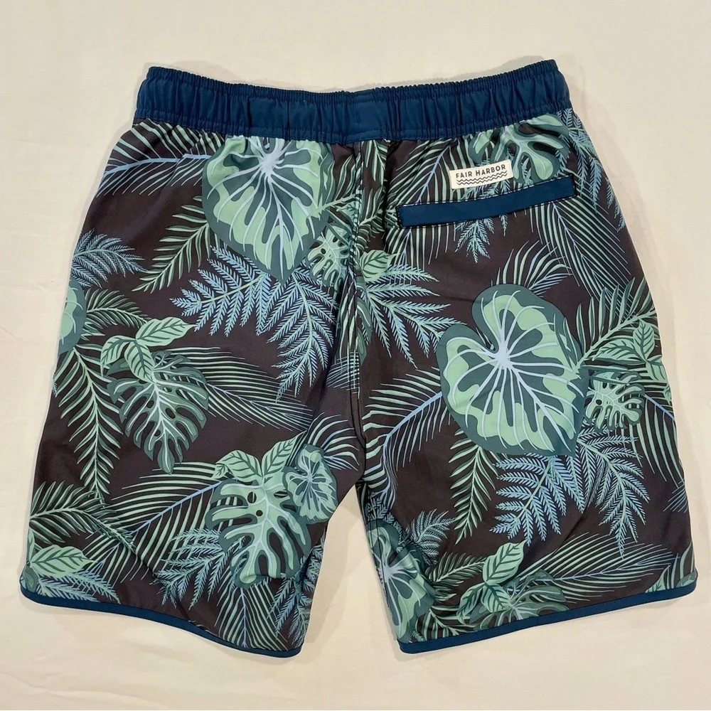 Fair Harbor Swim Trunks Mens XL The Anchor Navy Evergreen Suit Tropical Lined